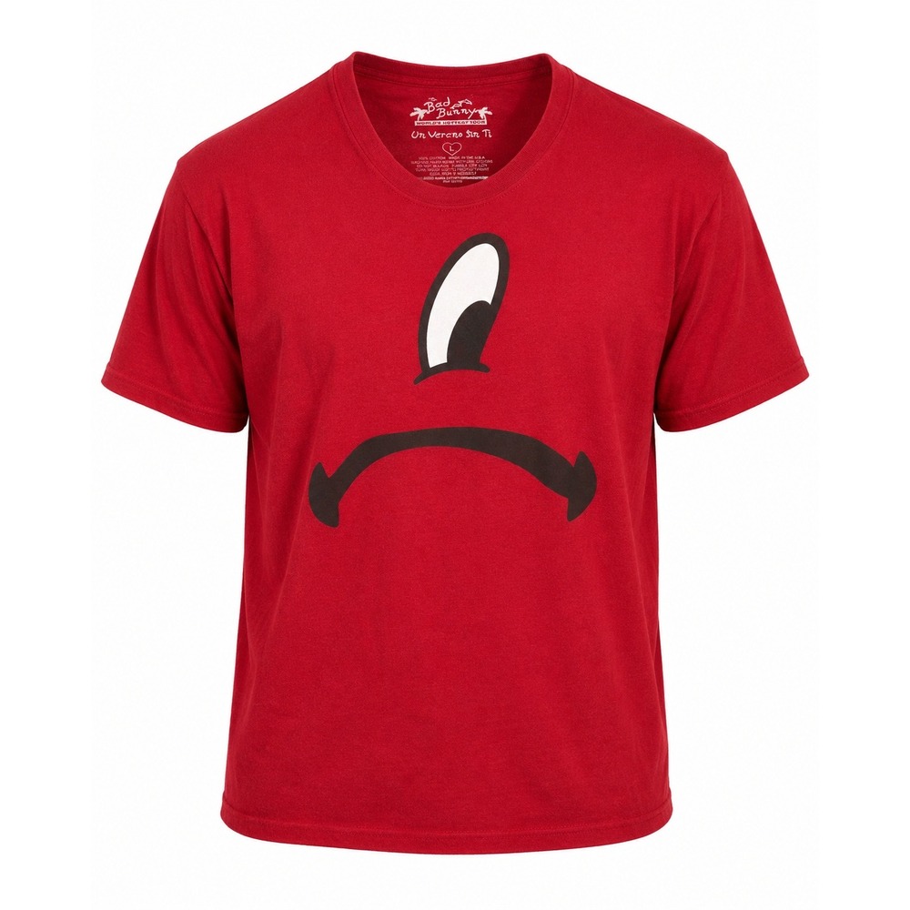 Bad Bunny *Un Verano Sin Ti* World's Hottest Tour 2022 graphic T-shirt in red.
